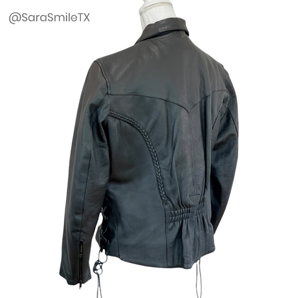 UNIK PREMIUM Genuine Leather Lace-Up Side Insulated Liner Motorcycle Jacket - Picture 7 of 16